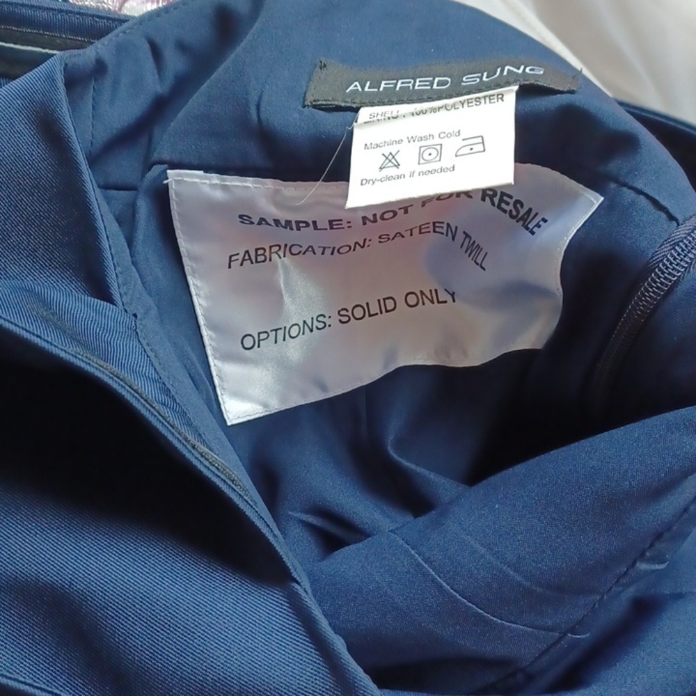 Alfred Sung Women's Midnight Blue Criss-cross Off The Shoulder Gown Dress Sz 6 - Picture 7 of 8